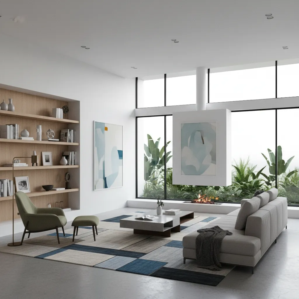 Vista de cámara en escena de interior para render arquitectónico