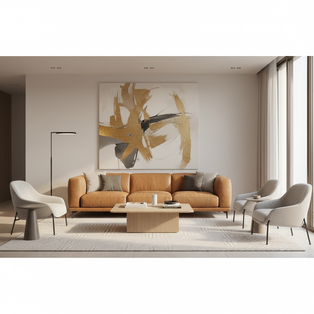 Camel Sofa Modern Living Room Designer Ideas