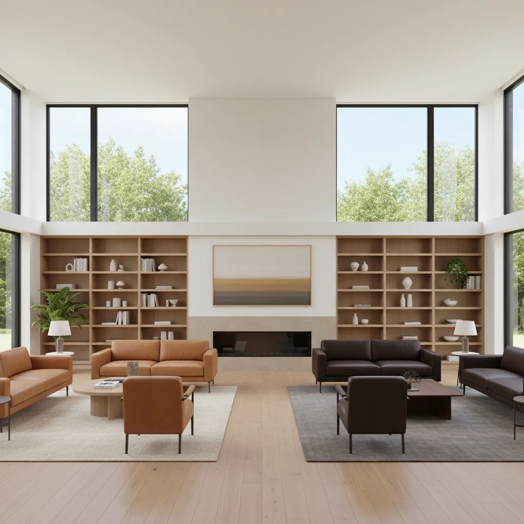 Camel Sofa vs Brown Leather Sofa in Living Room Design