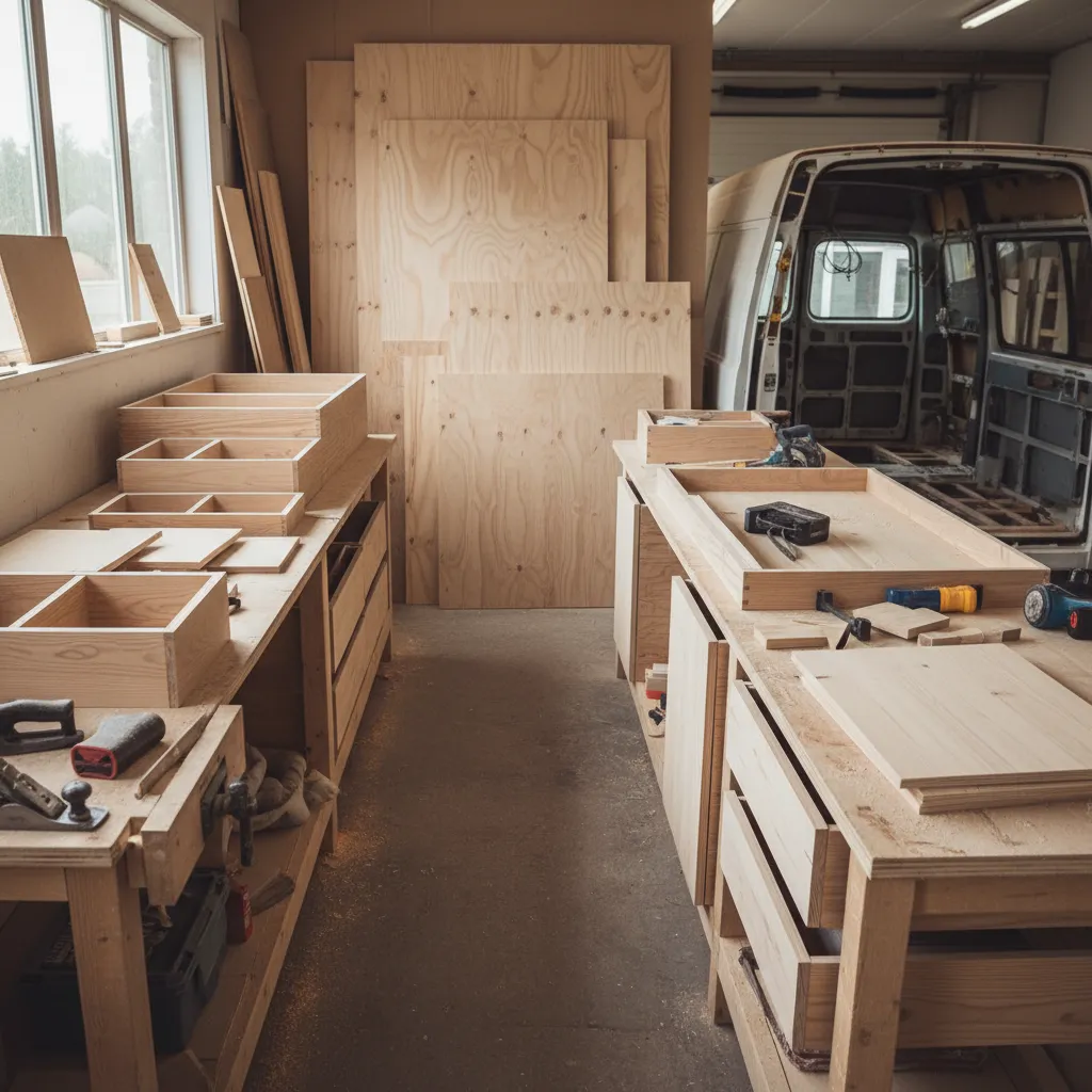 Materiales de madera ligera y paneles usados en camperización