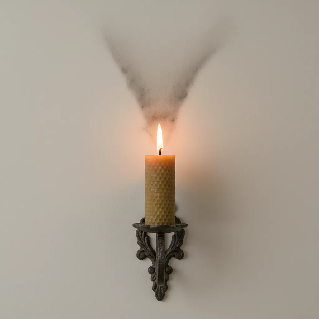 Example of soot marks above a wall candle sconce caused by candle smoke