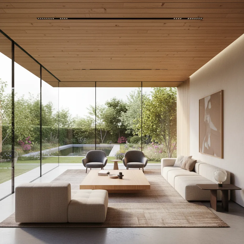 Espacio interior dentro de un volumen volado de la casa