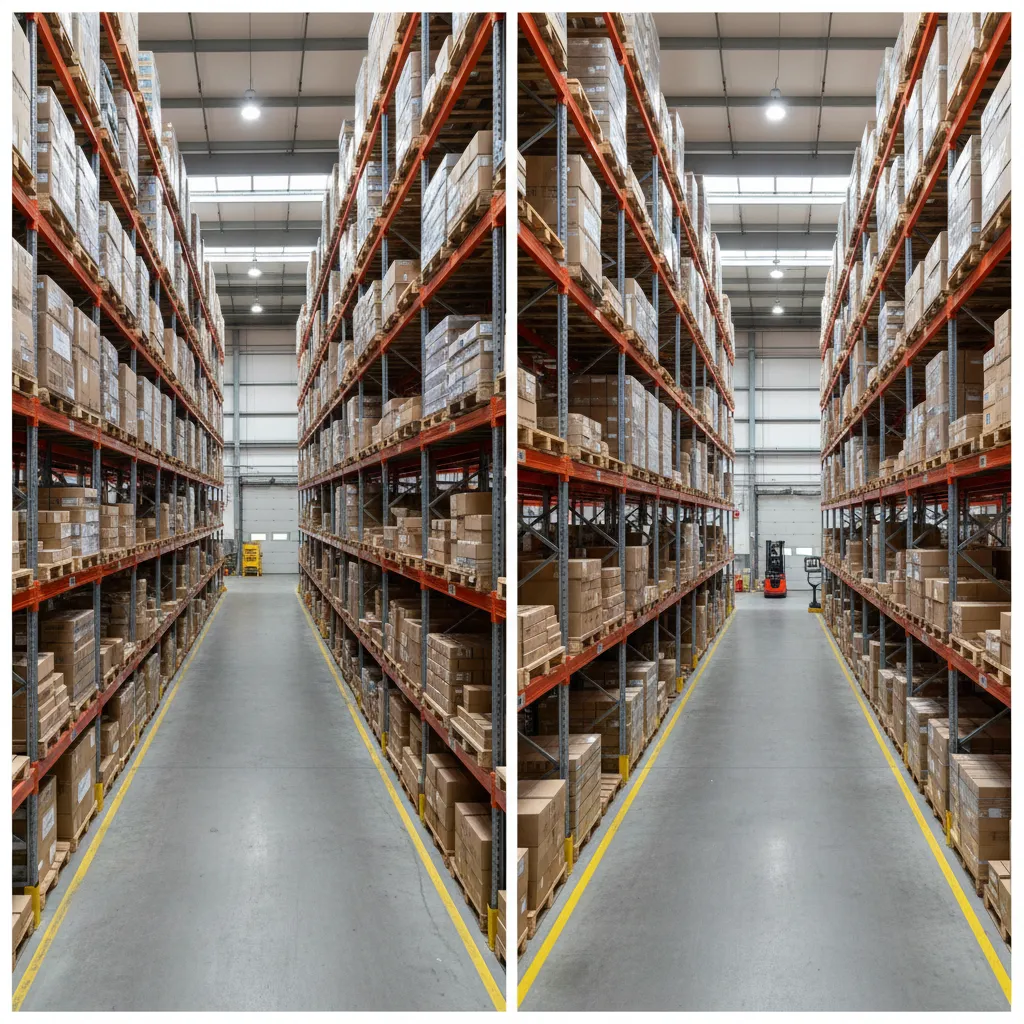 Comparación de densidad de almacenamiento en un almacén