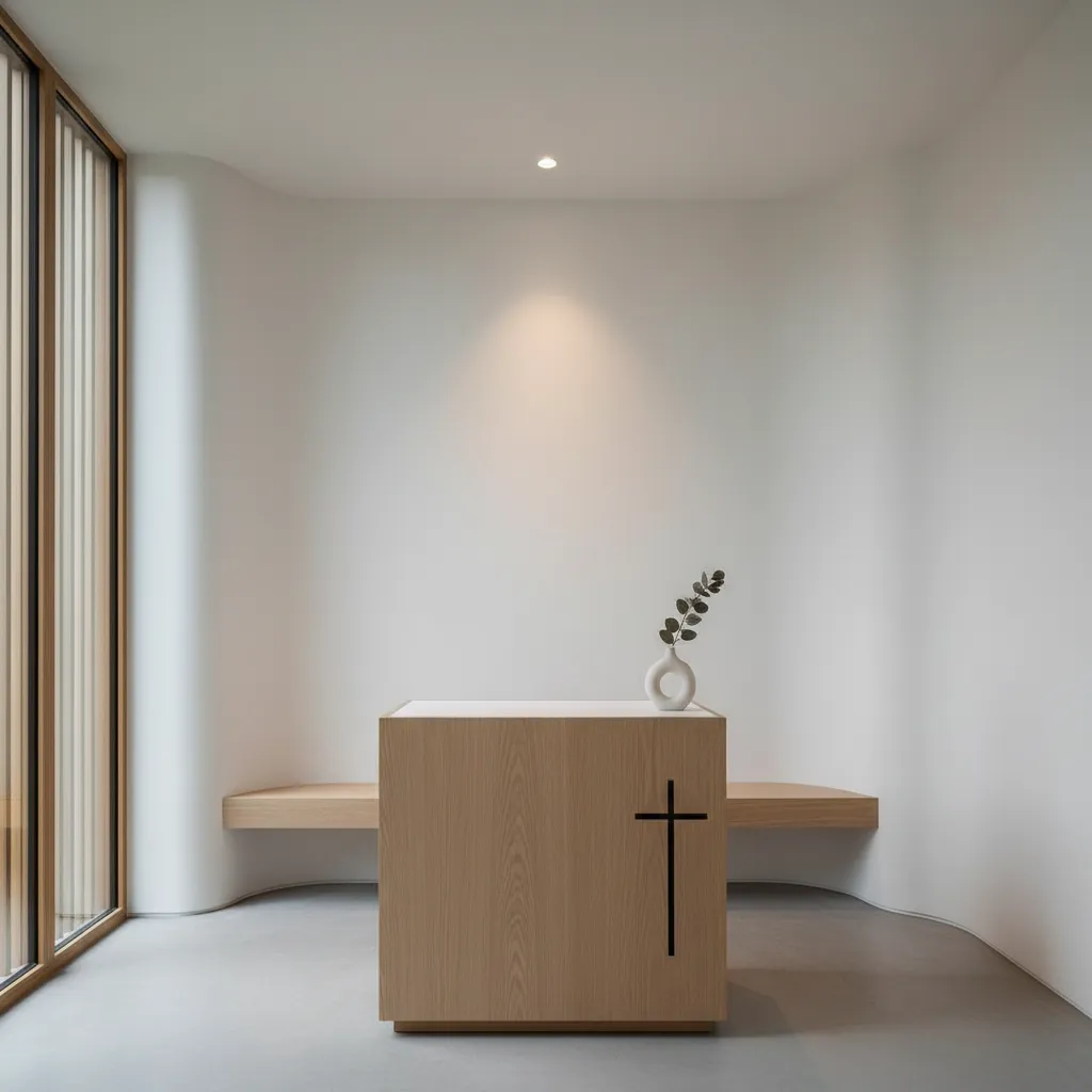 Capilla minimalista dentro de una vivienda moderna
