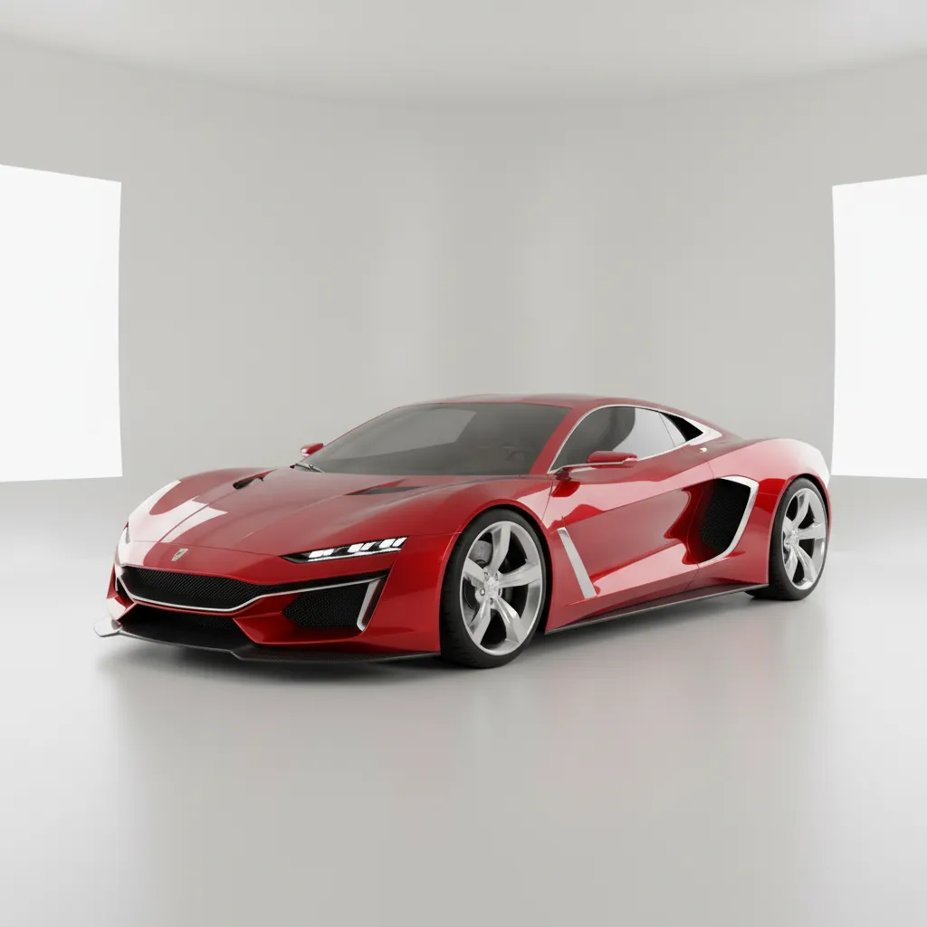 high quality 3D car model render preview on neutral studio background