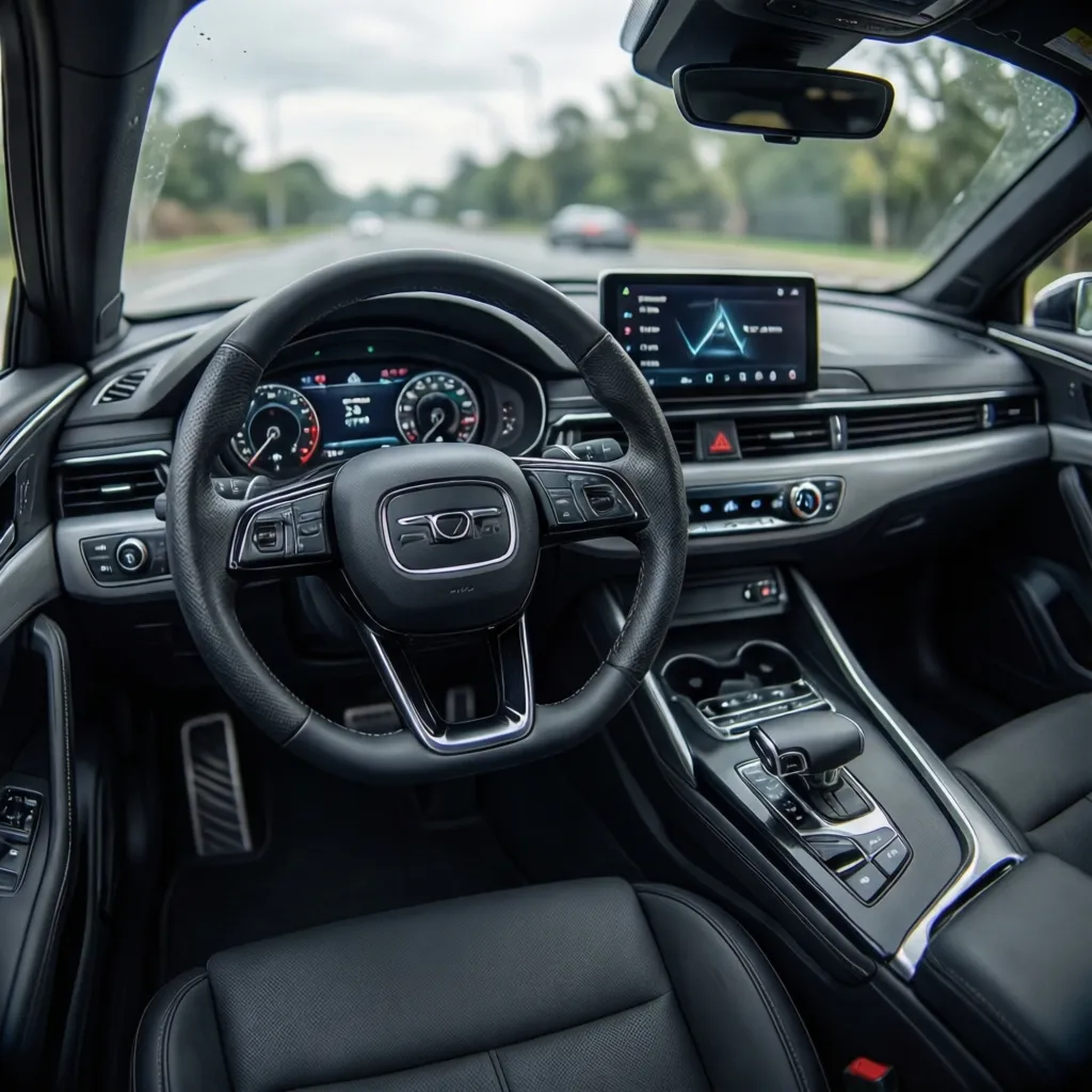 Panel de control y salpicadero de un automóvil moderno