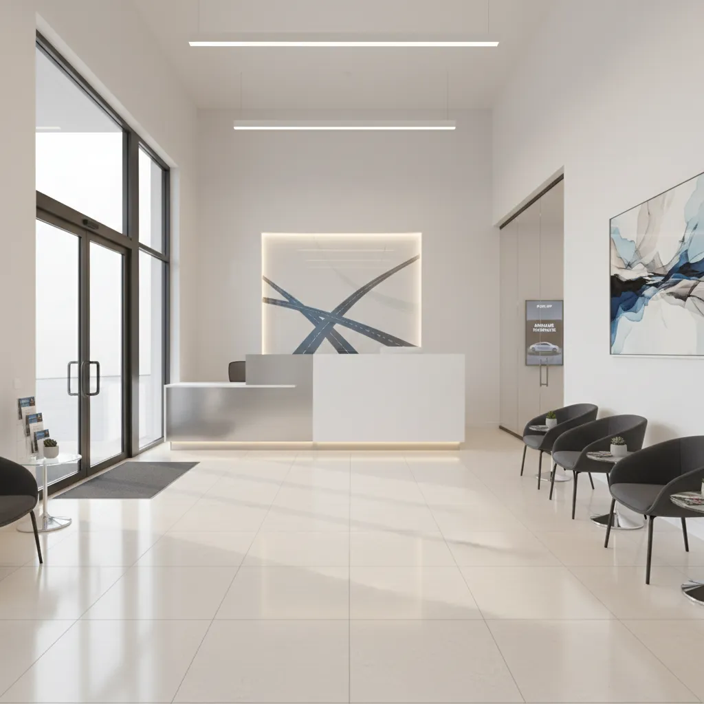 car rental office entrance with visible service counter