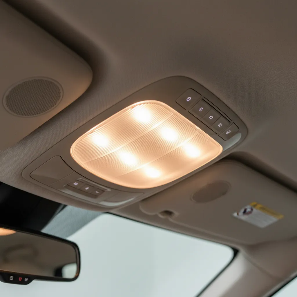 Plafón de iluminación en el techo del interior de un coche