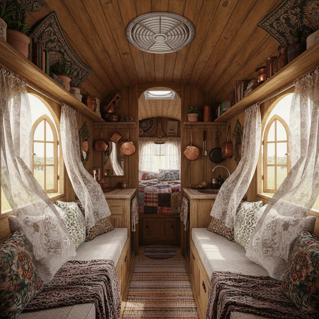 gypsy caravan interior roof vent and window ventilation system