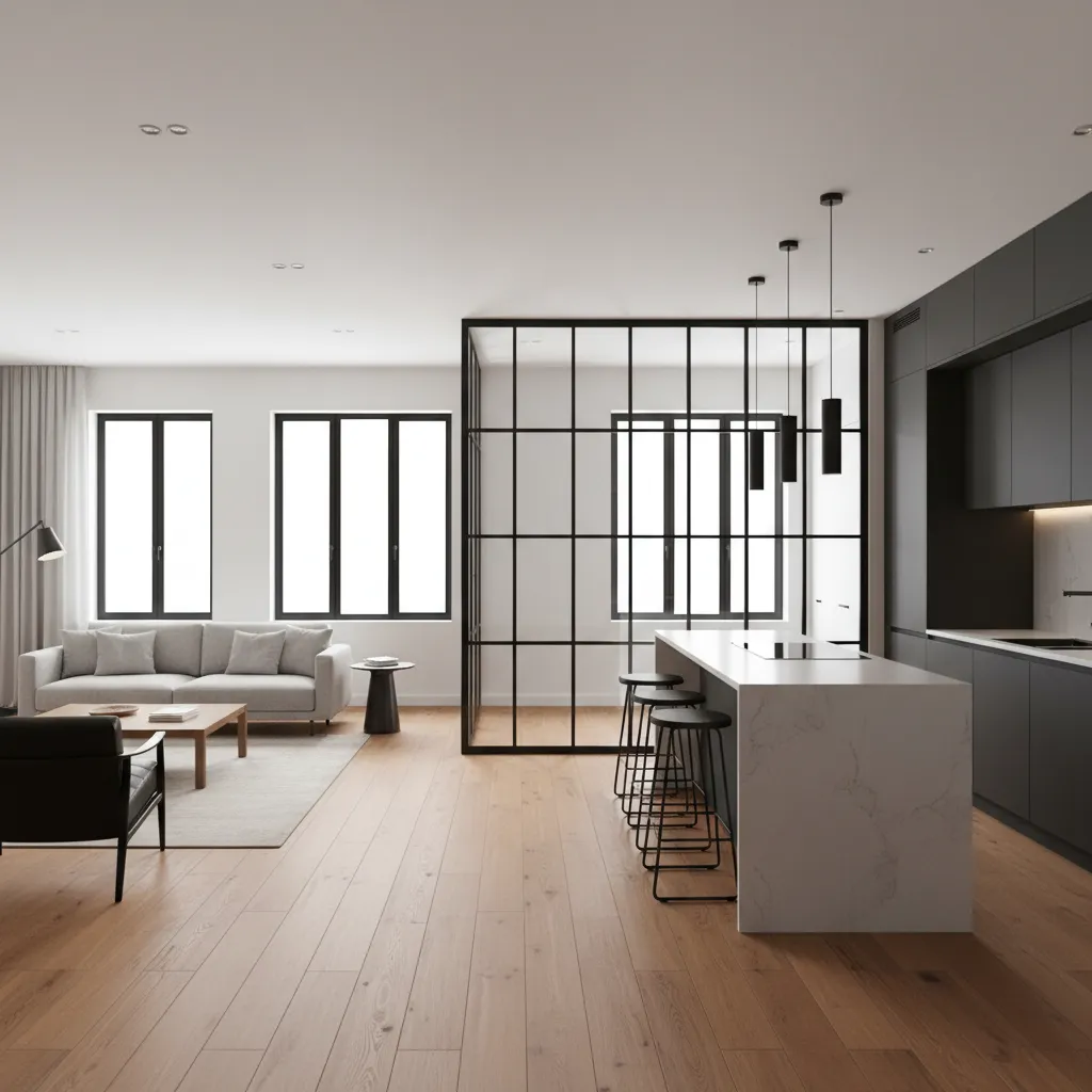 Carpintería industrial negra en diseño de interiores