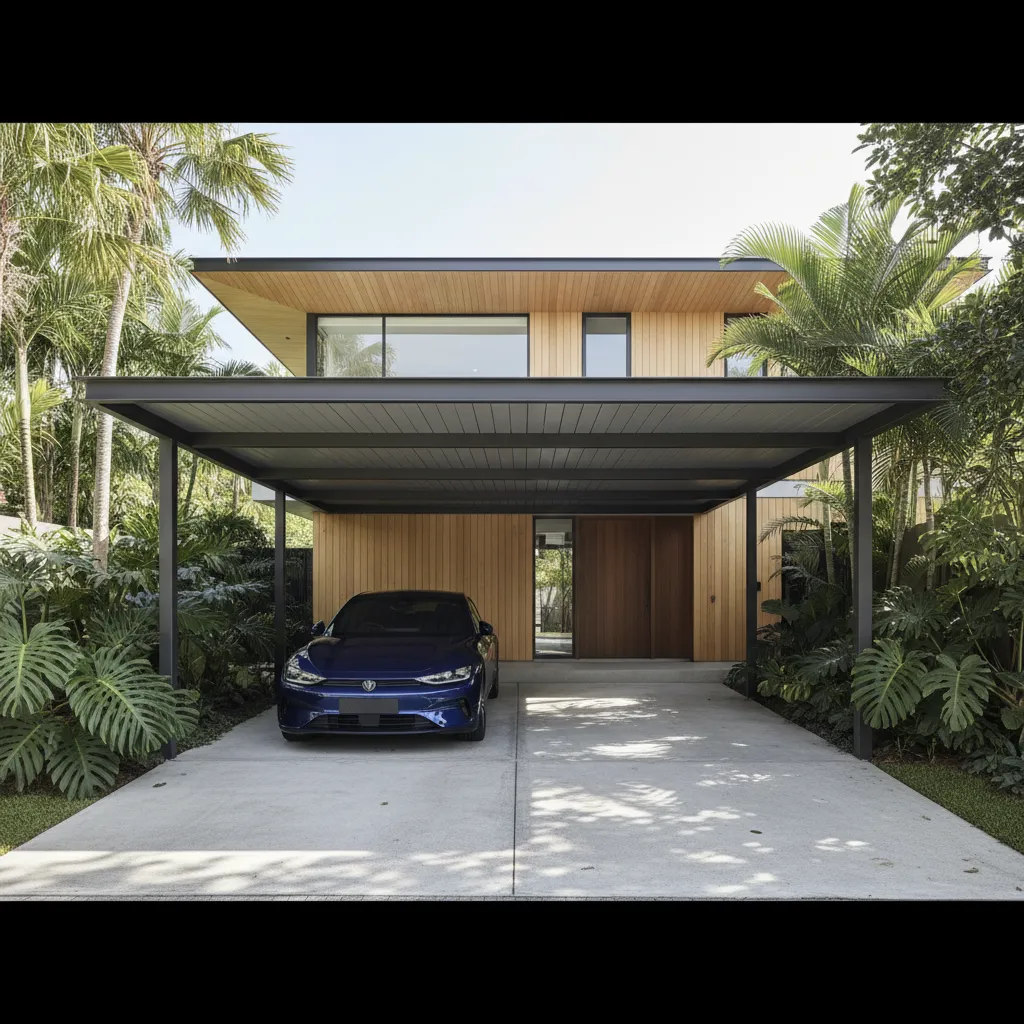 Carport rumah dengan kanopi minimalis