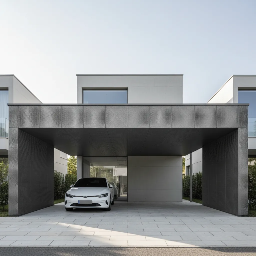 Carport rumah minimalis dengan kanopi modern
