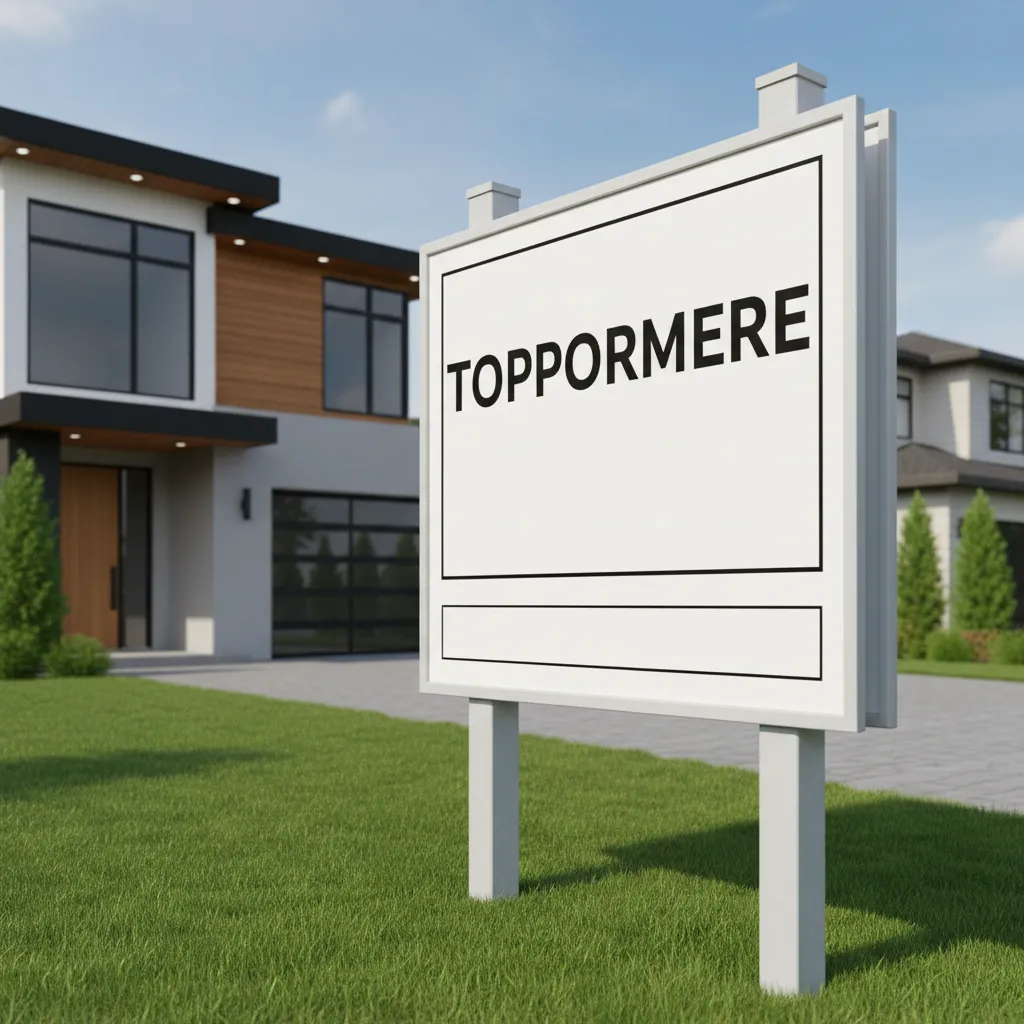 Cartel inmobiliario simple frente a una vivienda