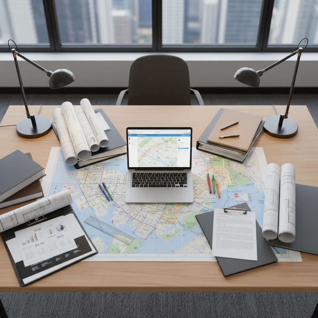 planning map and development zoning concept for commercial office areas
