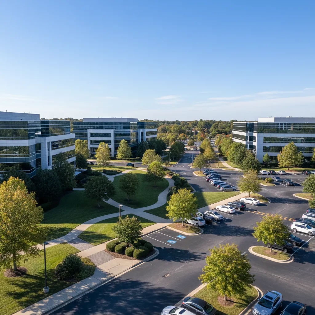 office buildings and corporate parks in Cary North Carolina business district