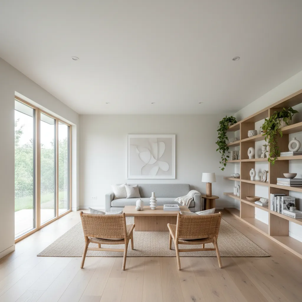 Salón luminoso que hace que una casa de 100 m2 parezca más grande