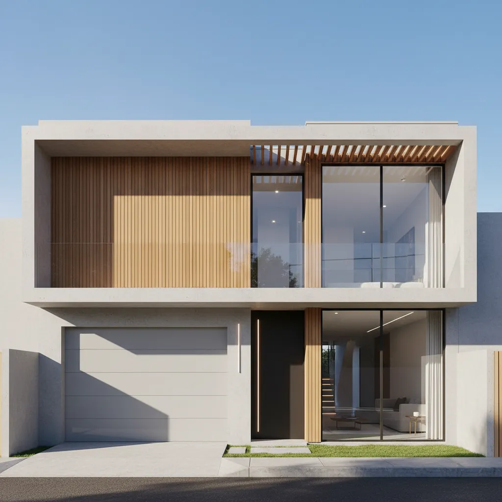 Casa moderna de dos plantas diseñada para lote urbano 10x20