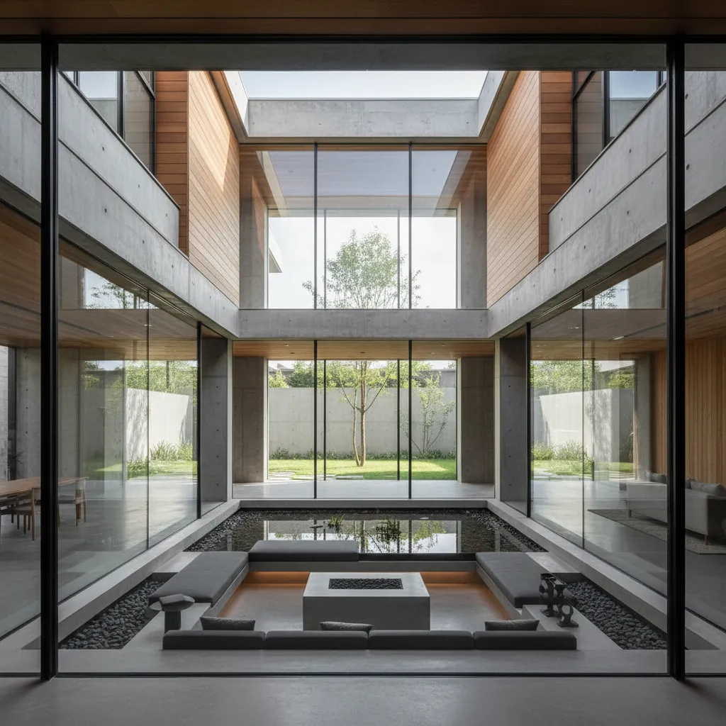 Casa moderna con patio interior que permite entrada de luz natural