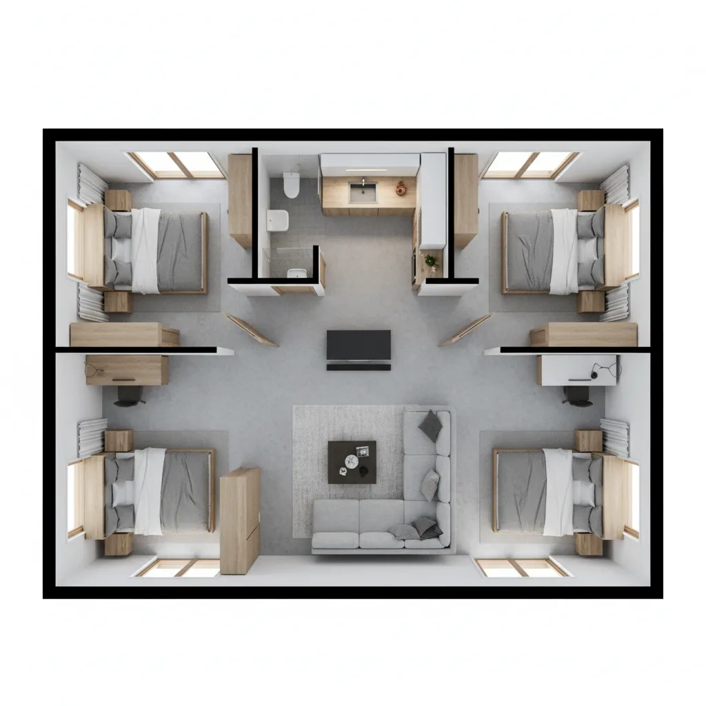 Diseño de casa de 6x6 con 2 habitaciones: guía práctica