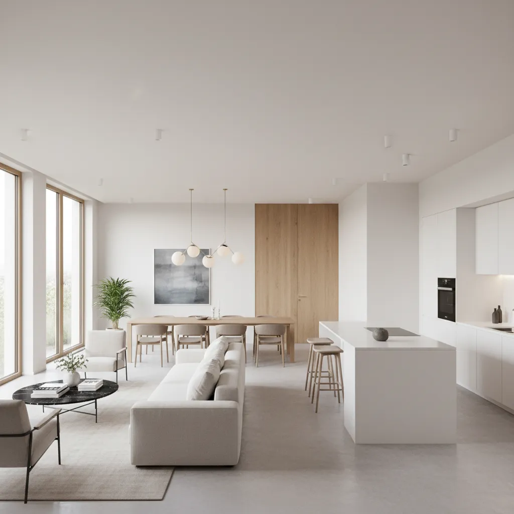 sala e cozinha integradas em casa de 90 m2 com layout moderno