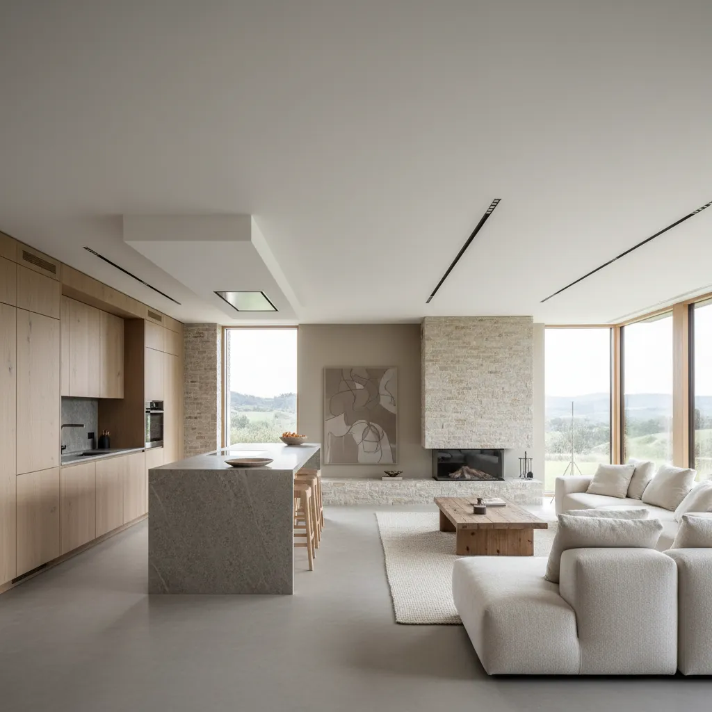 Interior contemporáneo de una casa alemana con diseño limpio y funcional