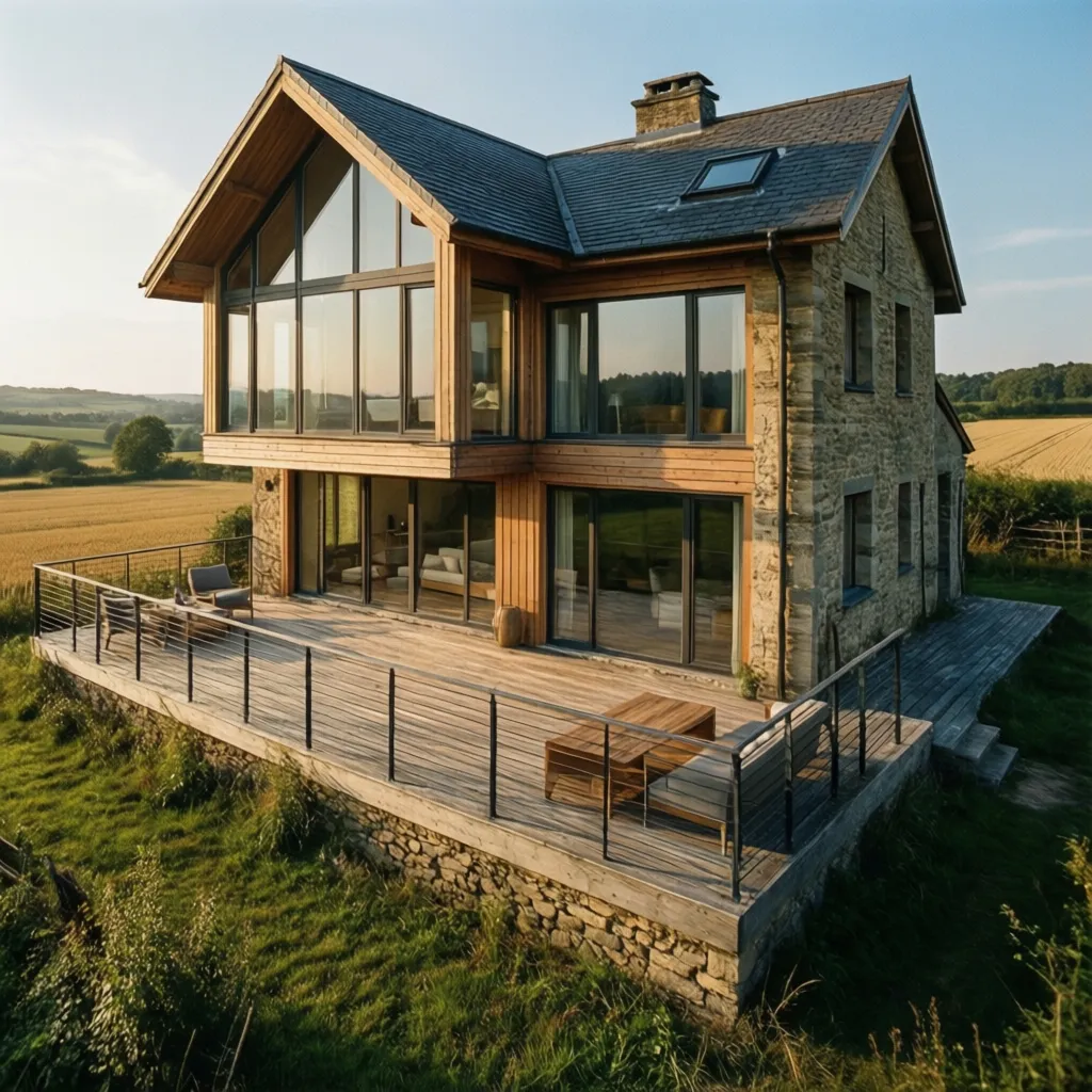 Diseños de casas de dos pisos para campo modernos