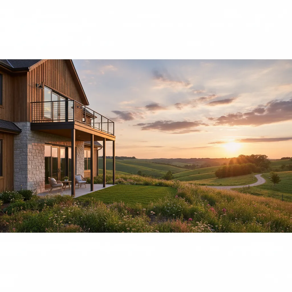 Casa rural de dos plantas integrada en paisaje natural