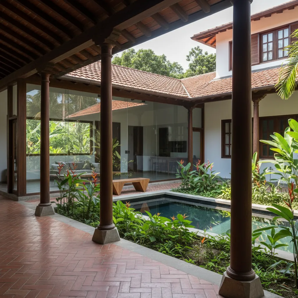Casa moderna inspirada en estilo colonial con patio