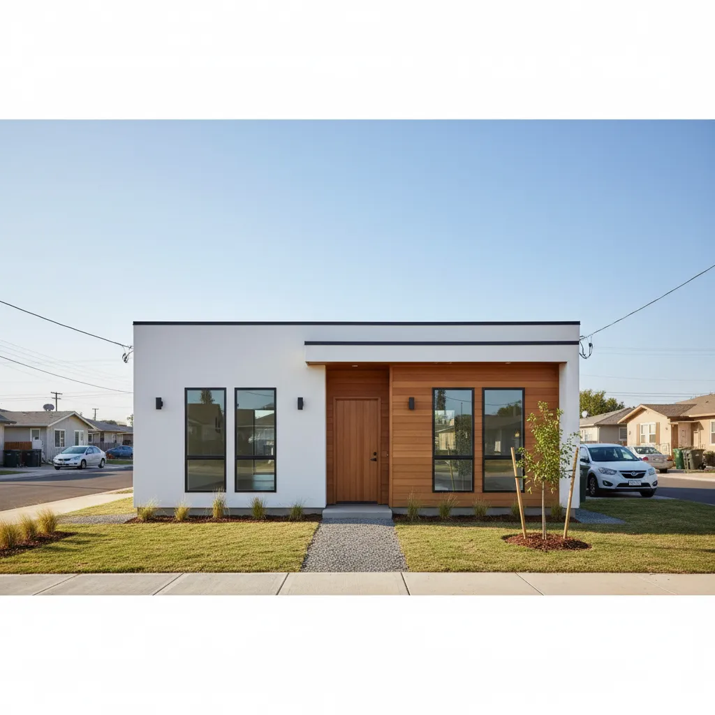 Casa compacta rectangular de bajo costo