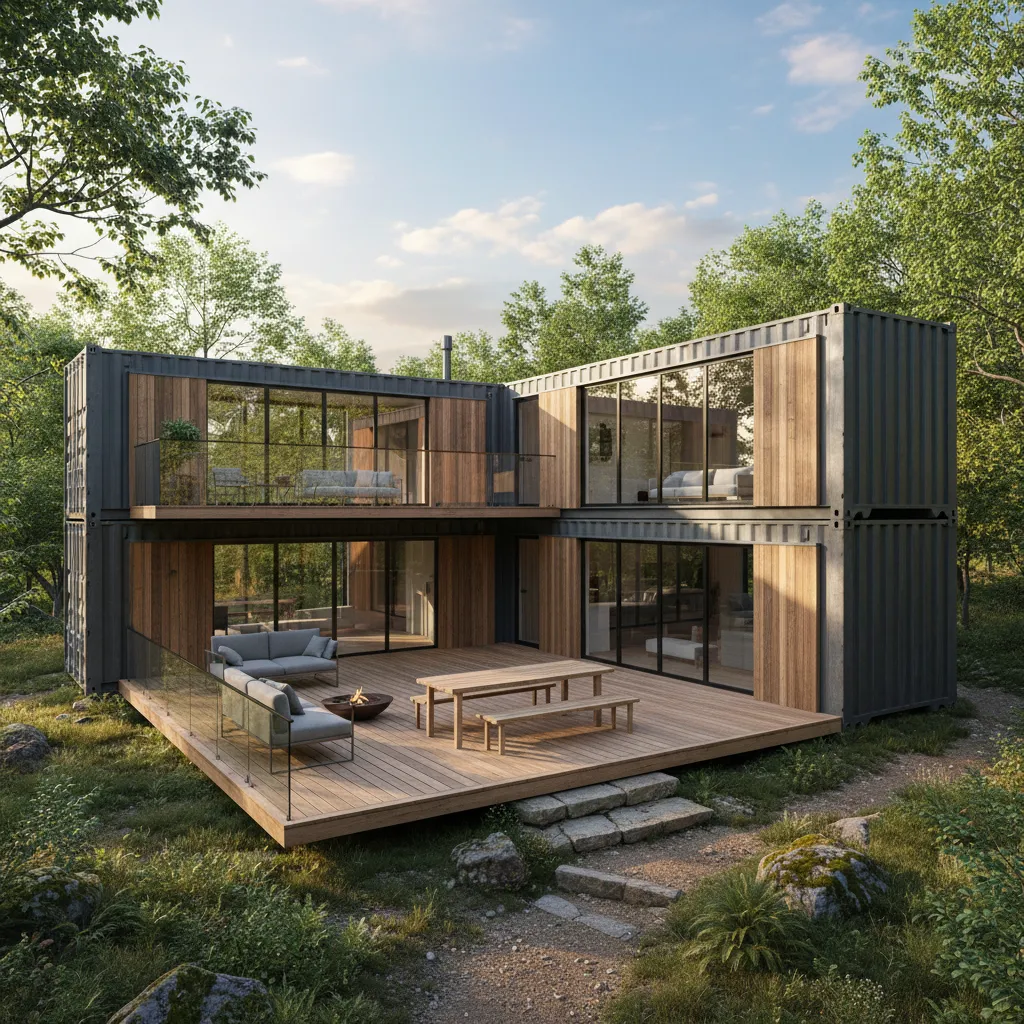 Casa formada por varios contenedores combinados