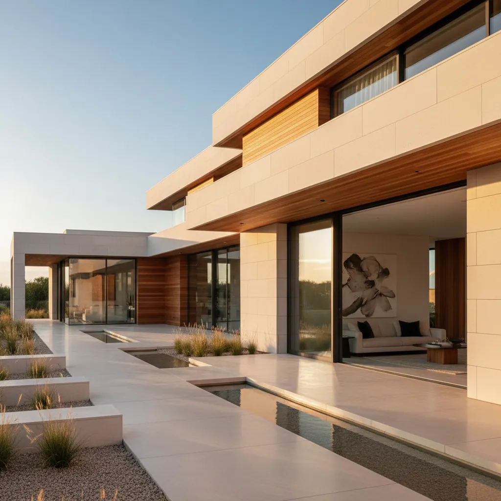 Casa de diseño con fachada crema: ideas y claves