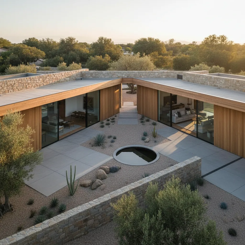 Diseños de casas en forma de L de una sola planta
