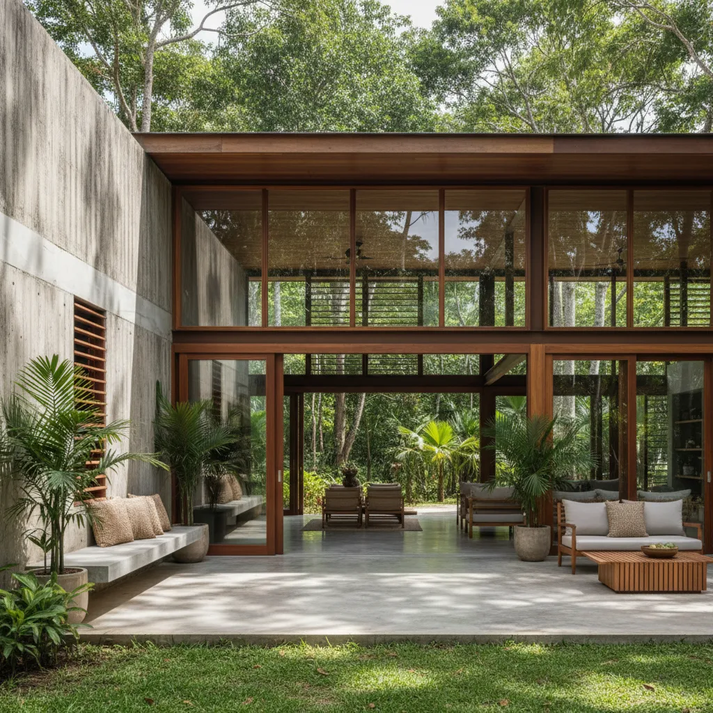 Casa hondureña moderna con patio y ventilación natural