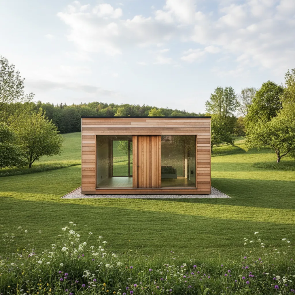 Casa pequeña de madera moderna con diseño compacto