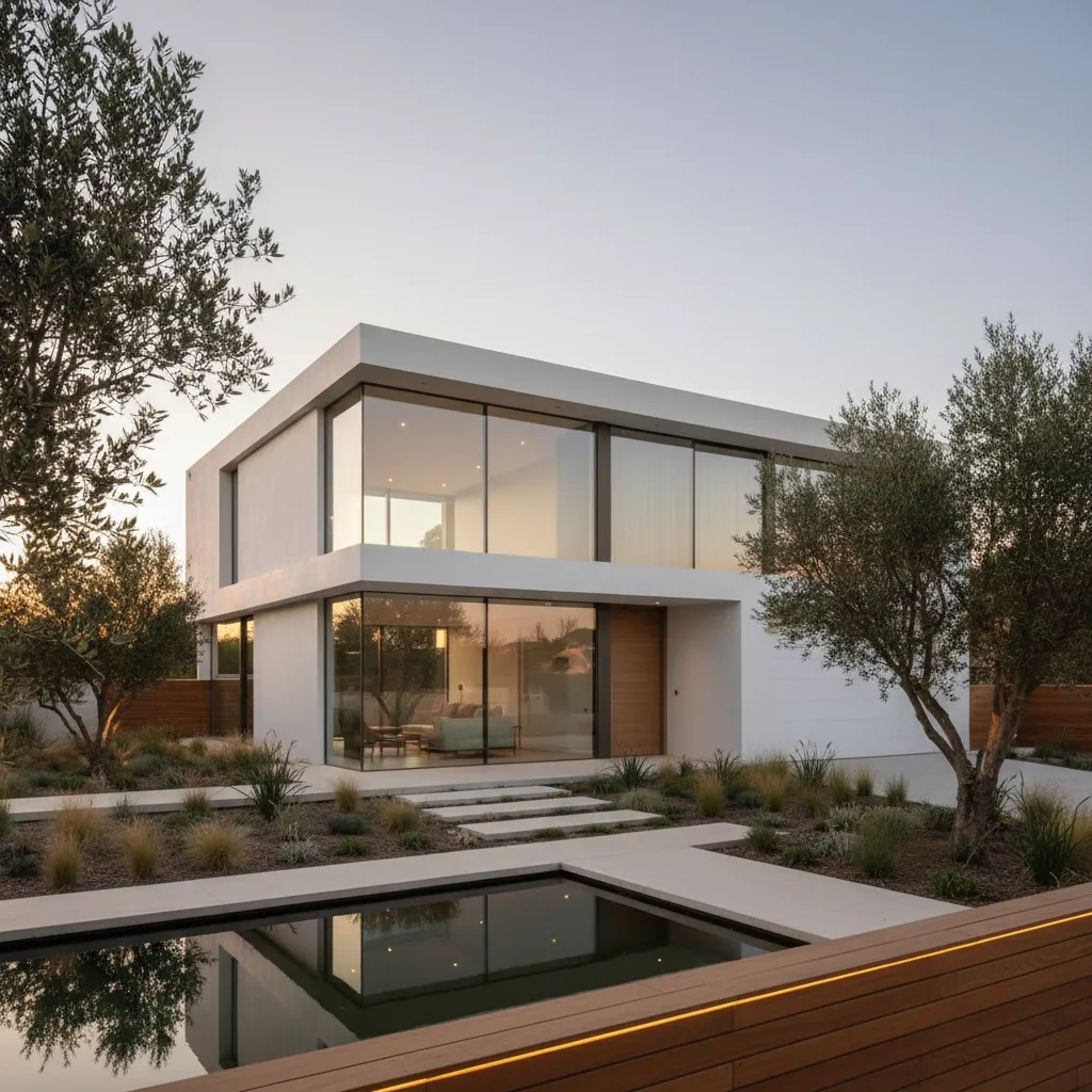 Casa moderna de dos plantas con arquitectura contemporánea
