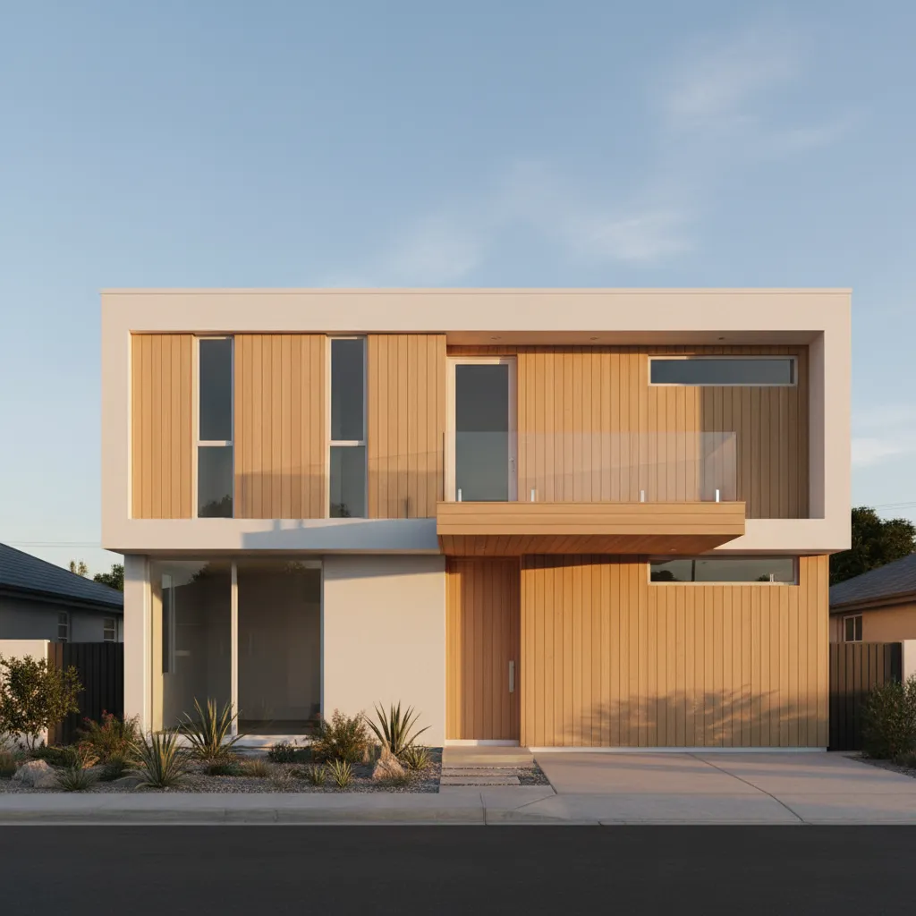 Casa moderna de dos plantas con diseño minimalista económico