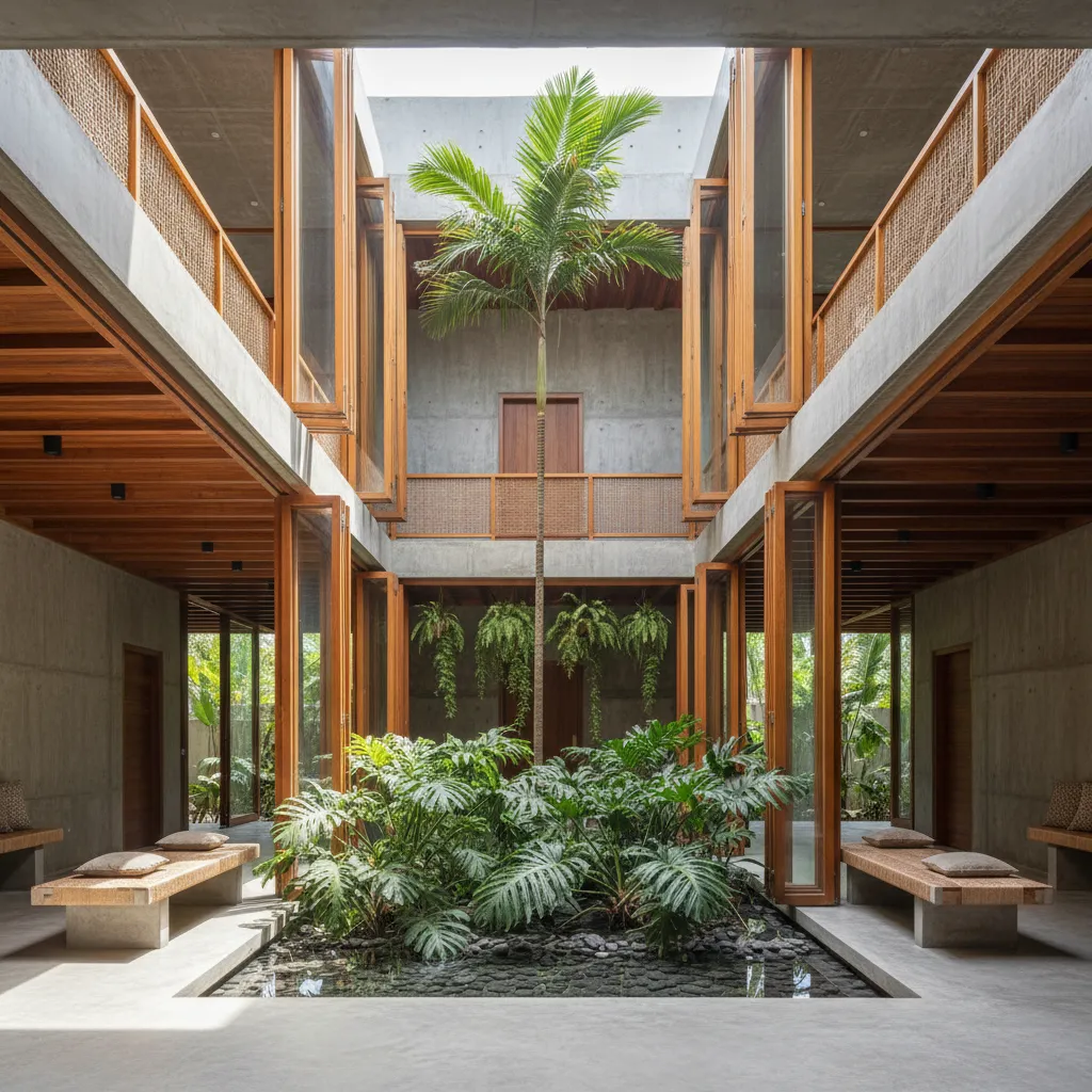 Casa con patio interior que permite ventilación natural