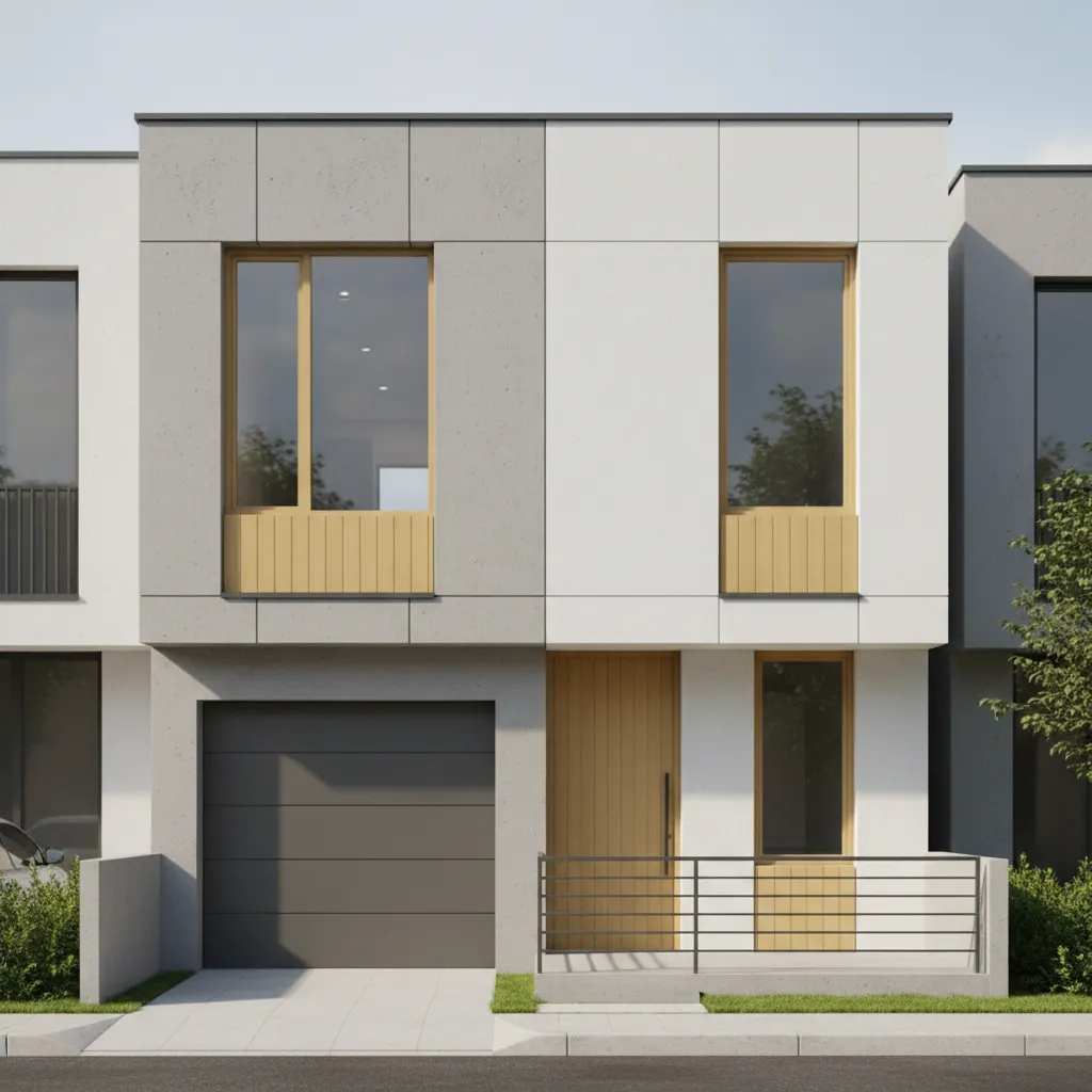 Casa pequena 6x10 com garagem frontal e fachada simples