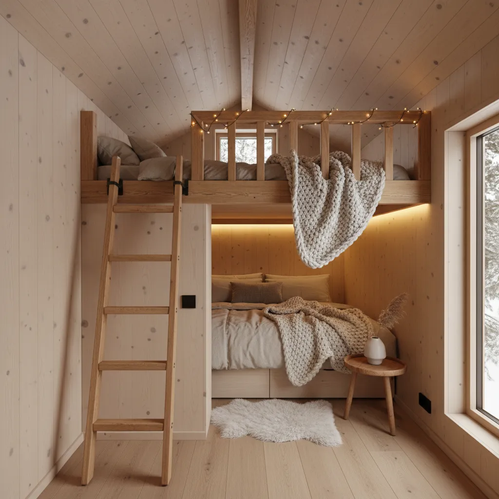 Casa pequeña con altillo para dormitorio