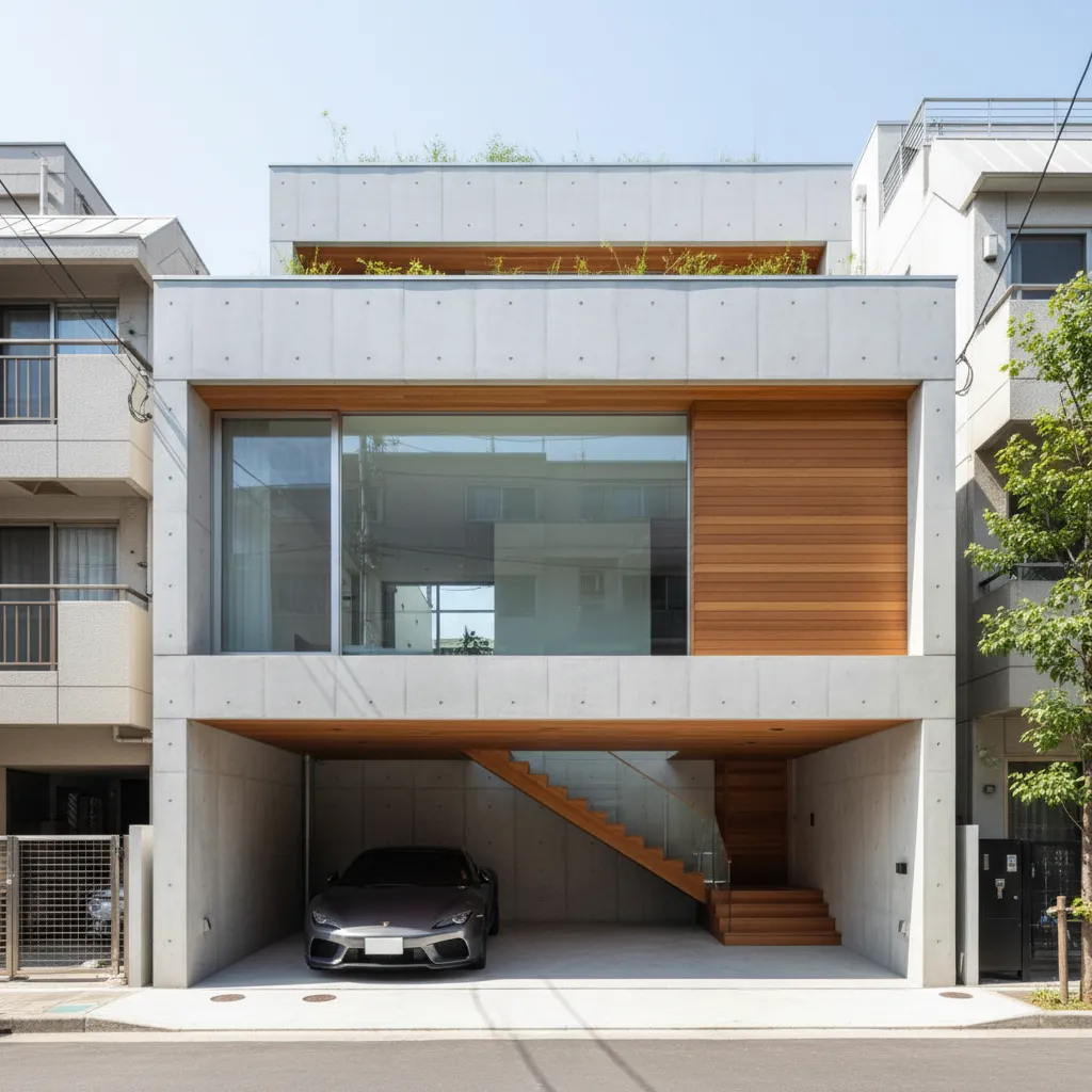 Casa pequeña moderna con espacio para coche en planta baja