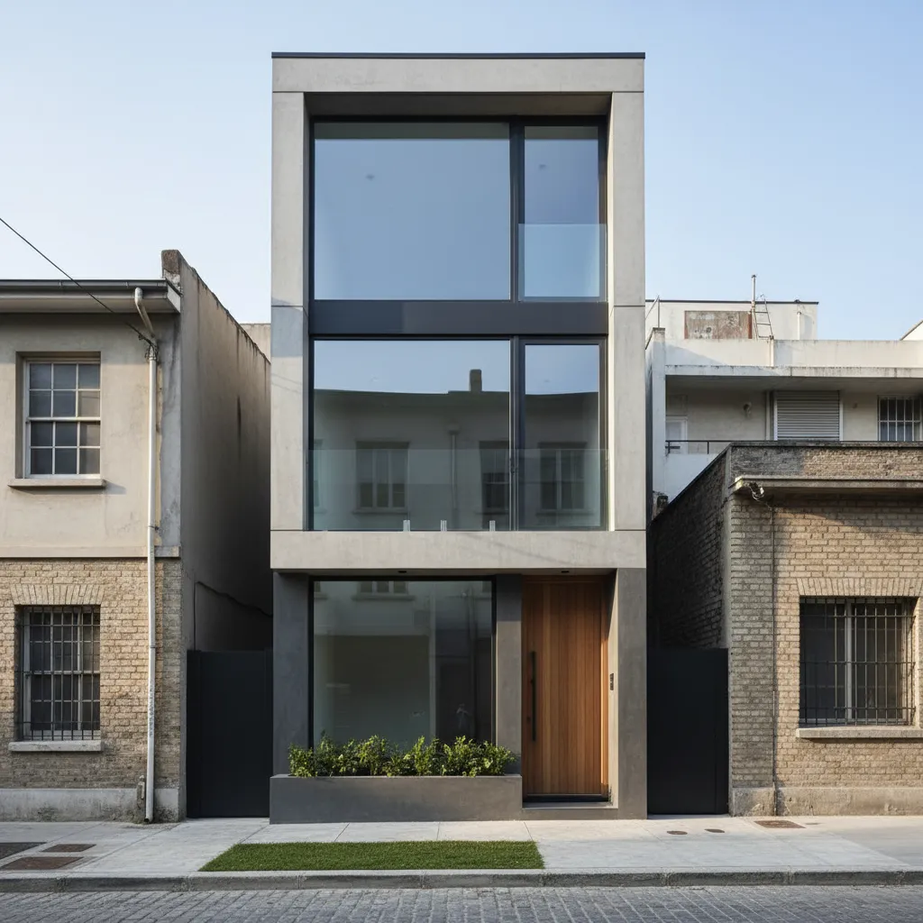 Casa compacta de dos pisos diseñada para terreno pequeño