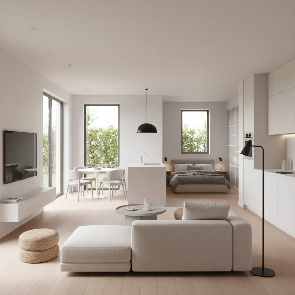 casa pequena moderna de um quarto com boa iluminação natural