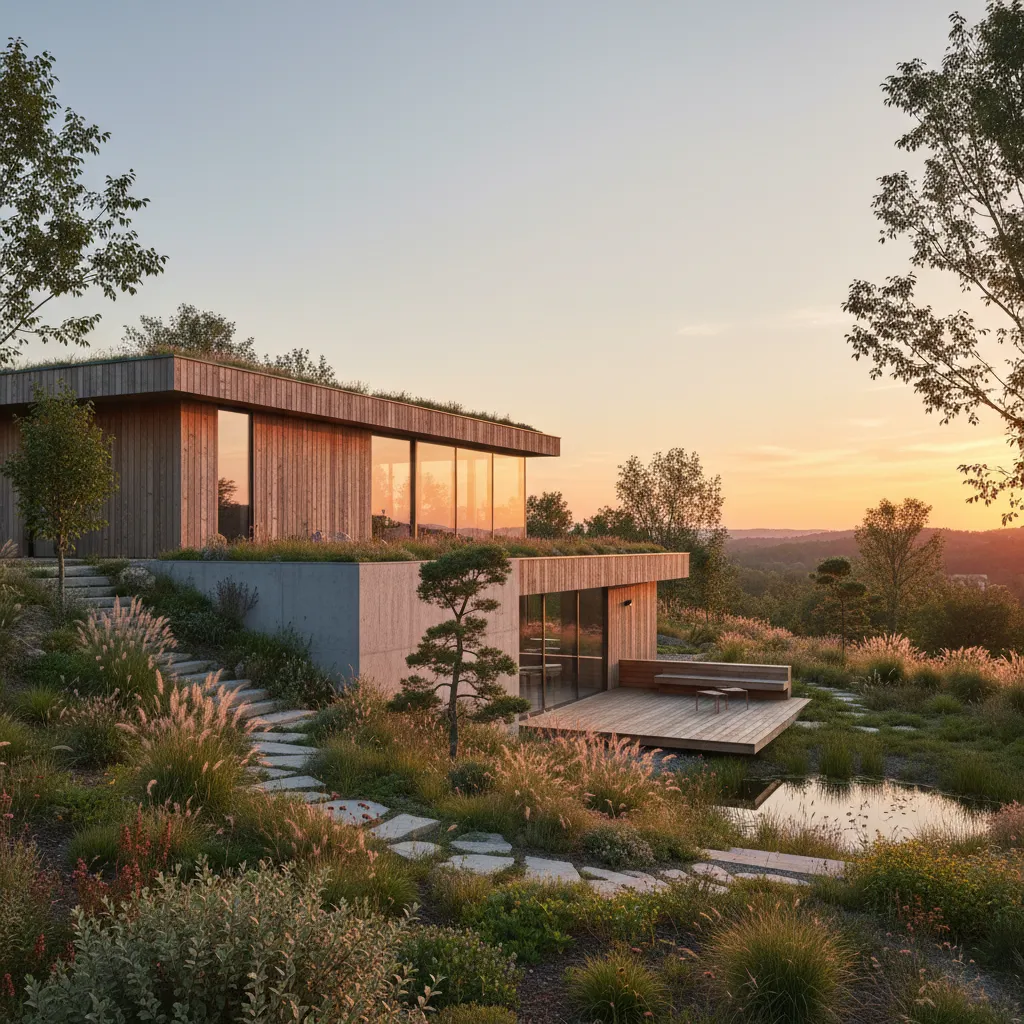 Casa moderna adaptada a un terreno rural pequeño