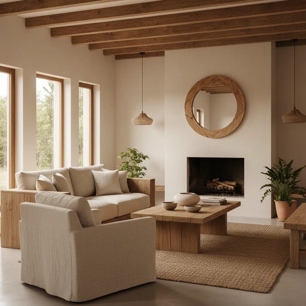 Interior de casa rústica moderna con diseño sencillo