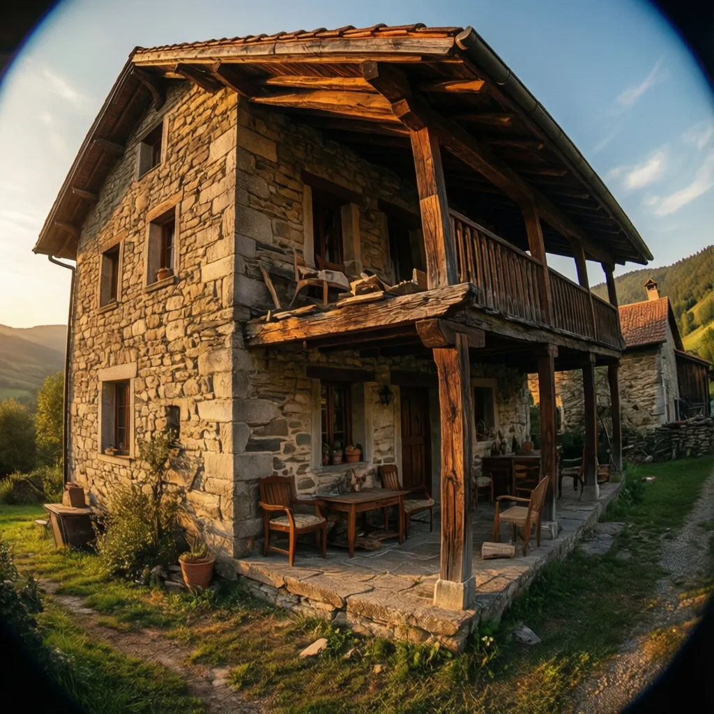 Casa rústica construida con piedra natural en entorno rural