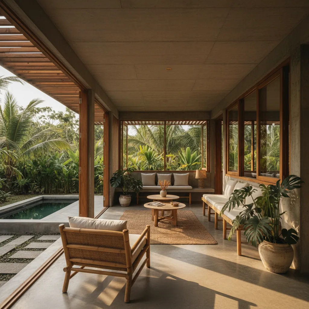 Casa pequeña con ventanas amplias para ventilación natural