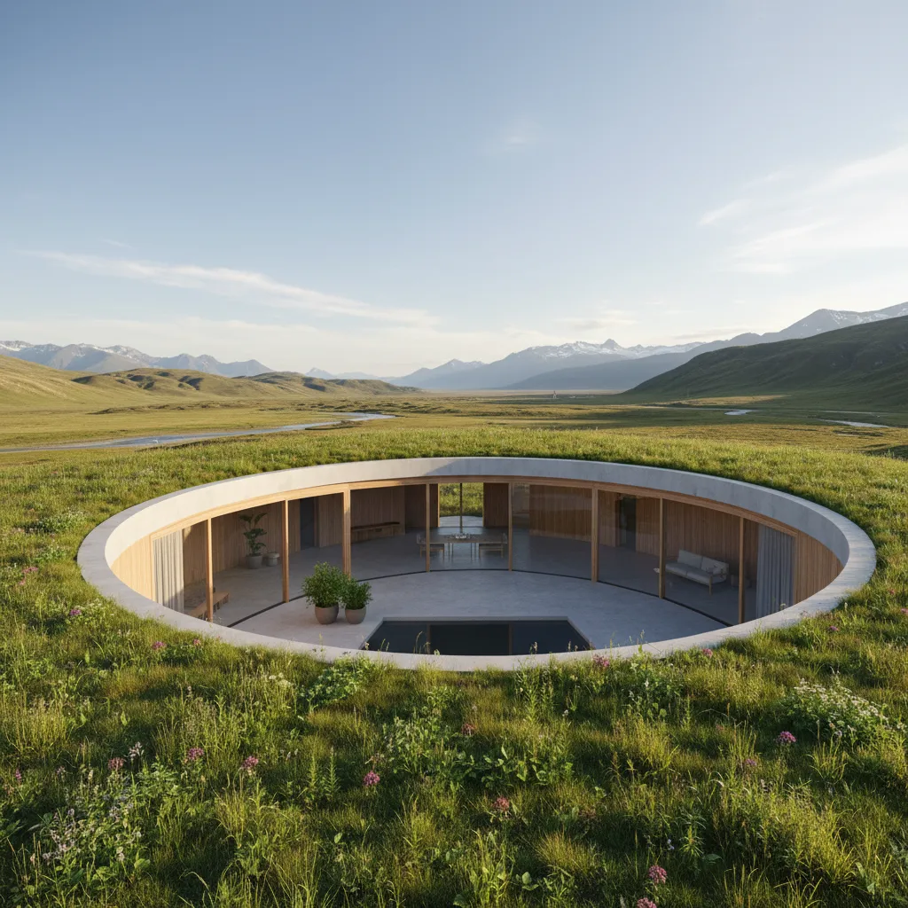 Casa subterránea de diseño sostenible