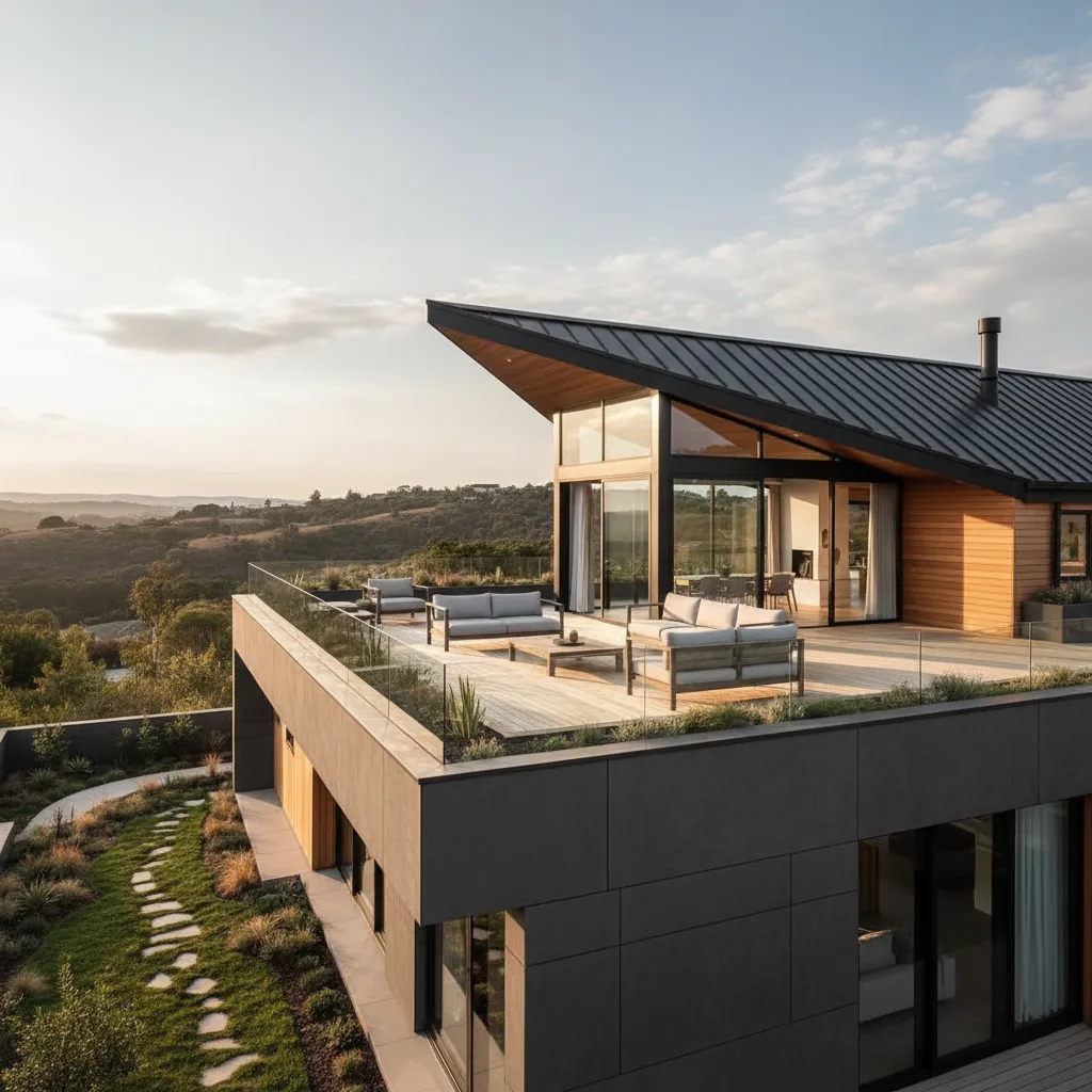 Diseño de casas con tejado y terraza