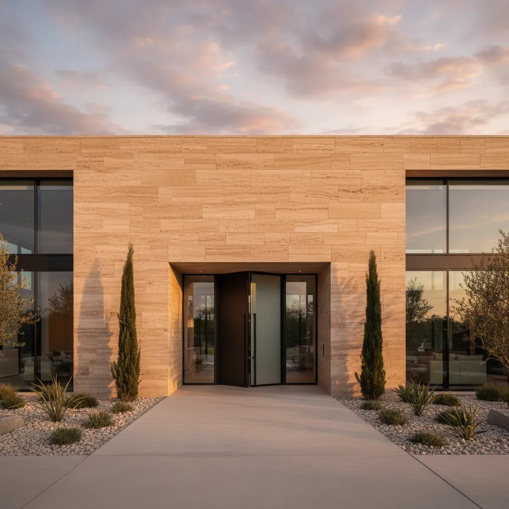 Casas de diseño con fachadas de travertino
