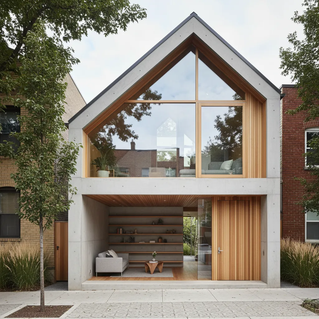 Casa moderna construida en un terreno triangular